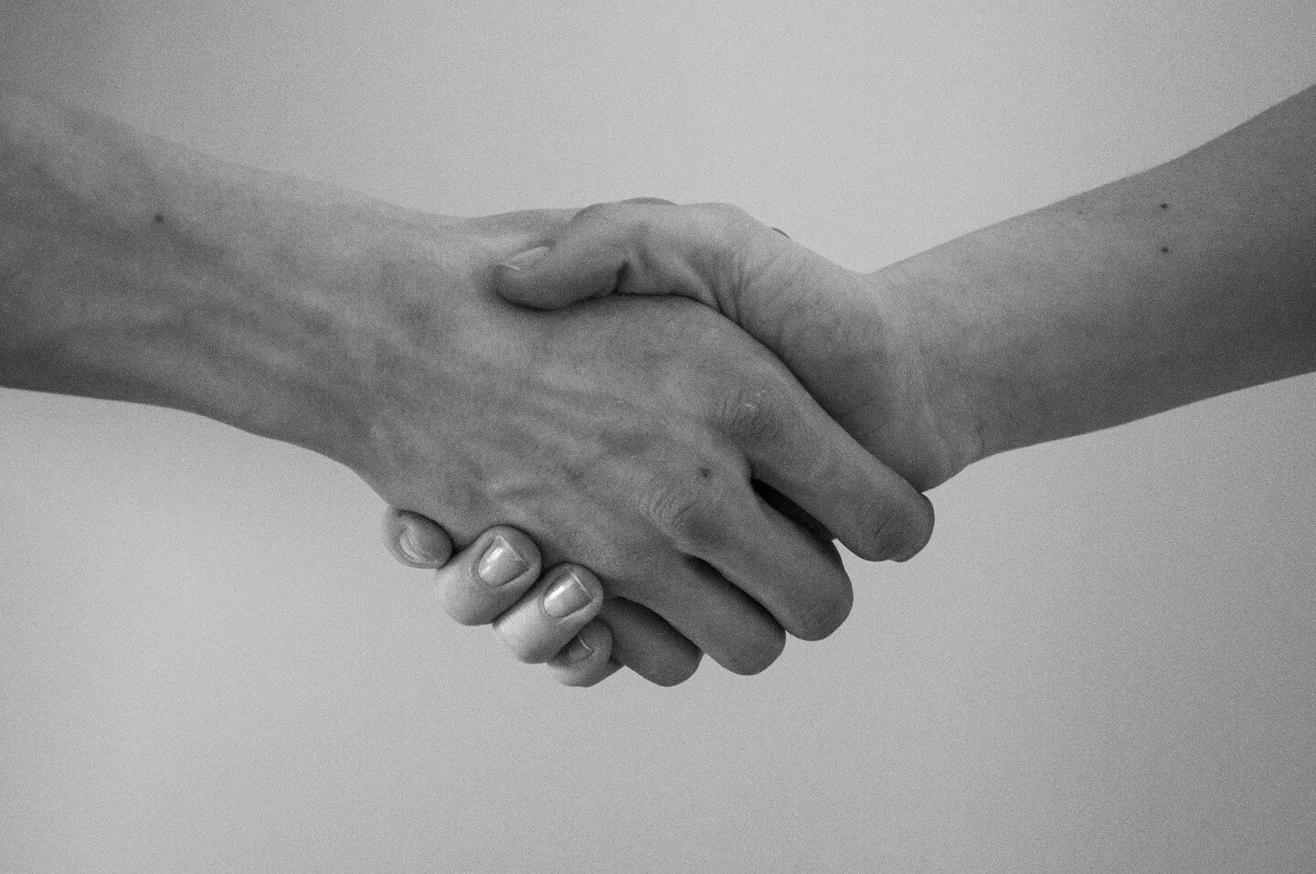 Two people shaking hands on a limited liability partnership