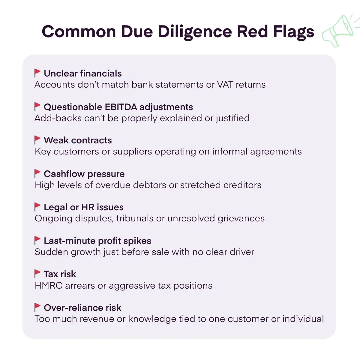due diligence red flags infographic